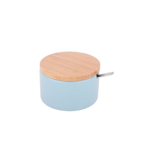 Azucarero de cerámica con tapa bambú - blanco