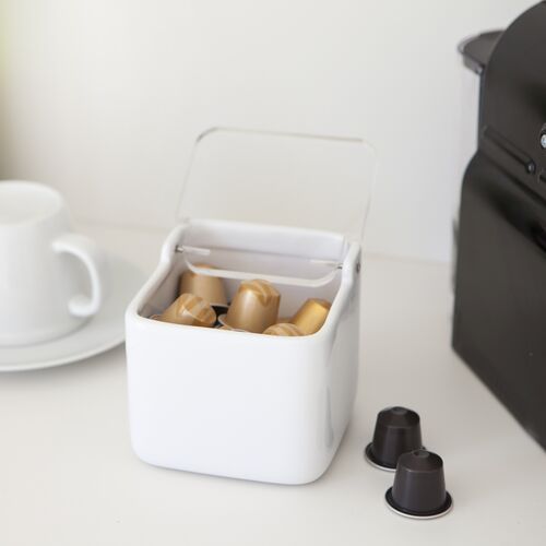 Salero de cocina  con tapa acrílico SQUARE - blanco
