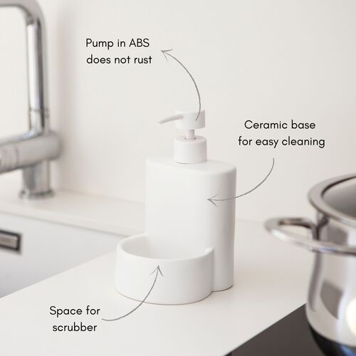 Dosificador de jabón para cocina MATE - blanco mate