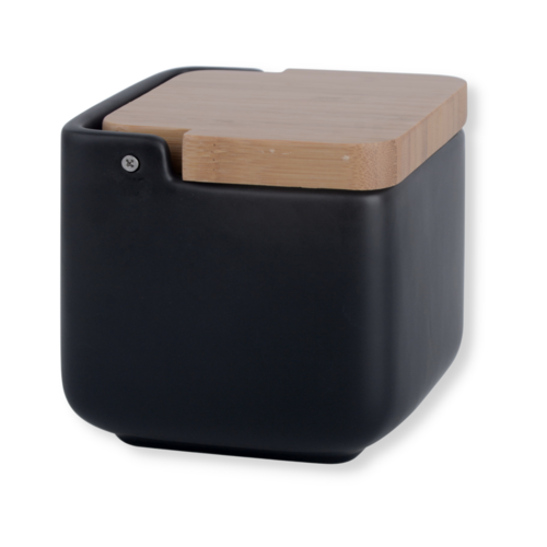 Salero de cocina con tapa bambÃº SQUARE - negro