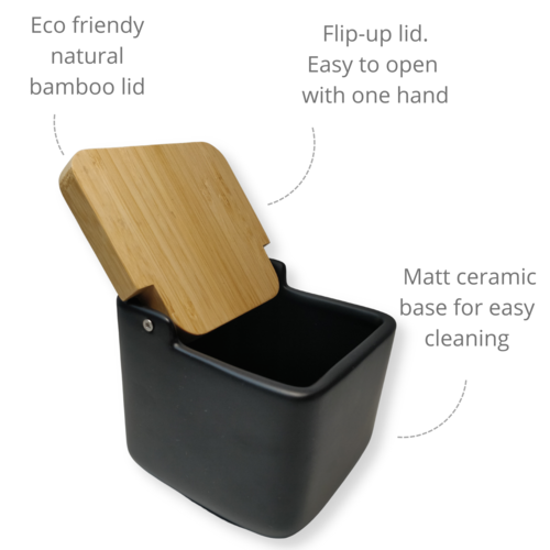Salero de cocina con tapa bambÃº SQUARE - negro