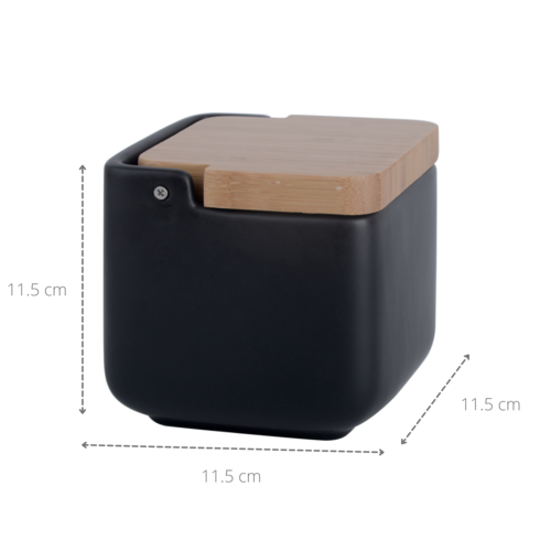 Salero de cocina con tapa bambÃº SQUARE - negro