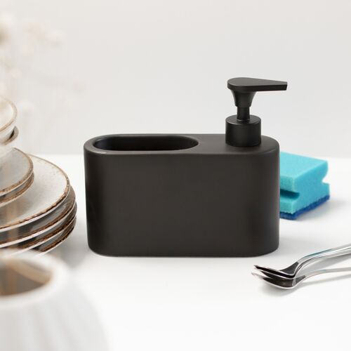 Dosificador de jabón para cocina de cerámica SLIM - negro