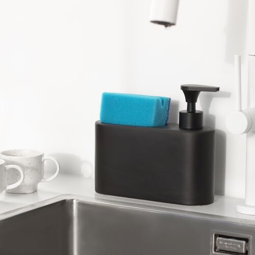 Dosificador de jabón para cocina de cerámica SLIM - negro