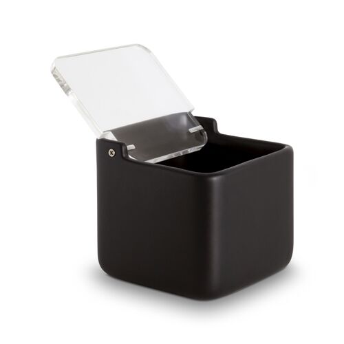 Salero de cocina  con tapa acrlico SQUARE - negro