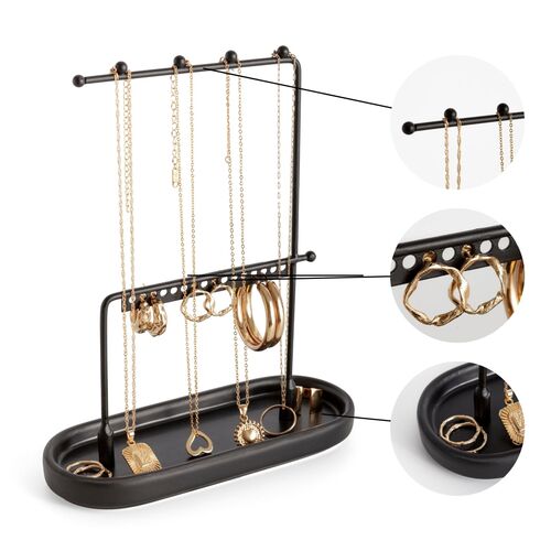 Soporte Joyas - Metal / Cermica - Negro