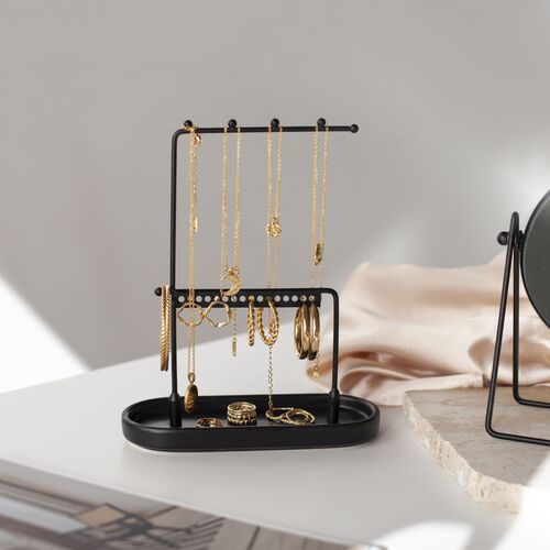 Soporte Joyas - Metal / Cermica - Negro