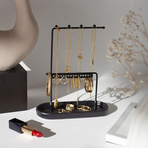 Soporte Joyas - Metal / Cerámica - Negro