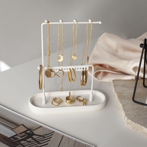 Soporte Joyas - Metal / Cerámica - Blanco