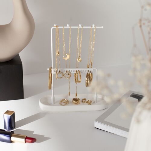Soporte Joyas - Metal / Cerámica - Blanco