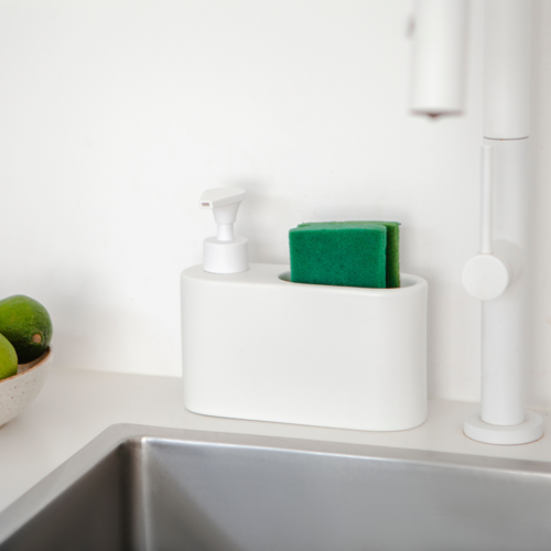 Dosificador de jabón para cocina de cerámica SLIM - blanco mate