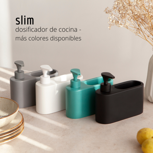 Dosificador de jabón para cocina de cerámica SLIM - blanco mate