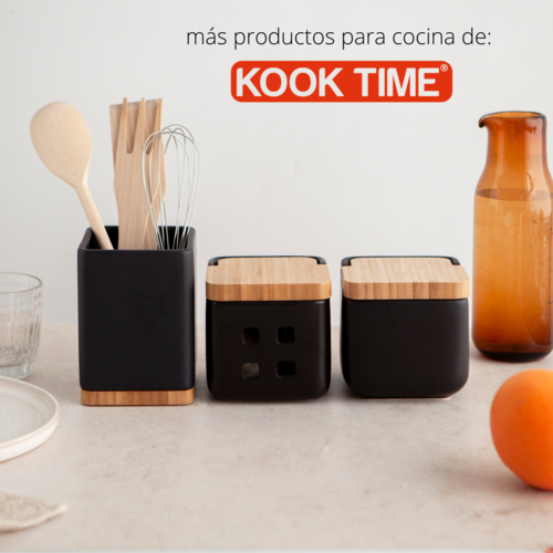 Salero de cocina  con tapa bamb SQUARE - negro mate