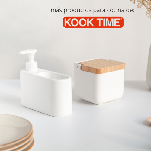 Salero de cocina con tapa bambú SQUARE - blanco mate