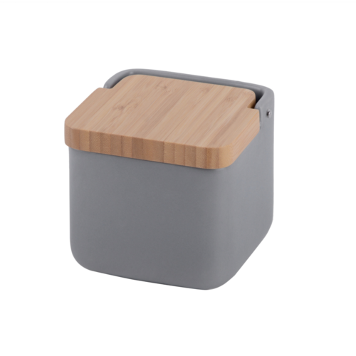 Salero de cocina  con tapa bambú SQUARE - gris mate