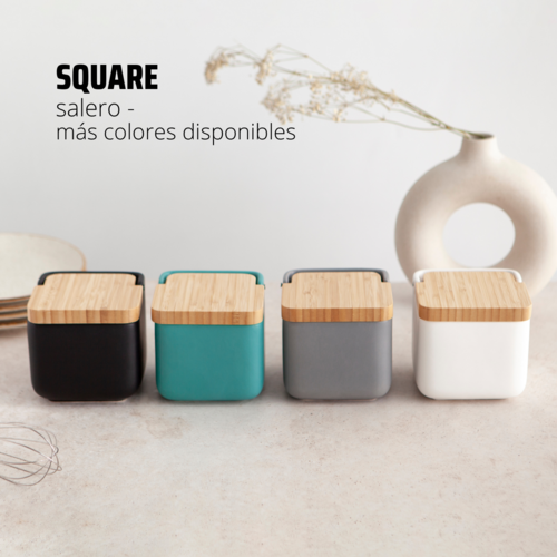 Salero de cocina  con tapa bamb SQUARE - gris mate