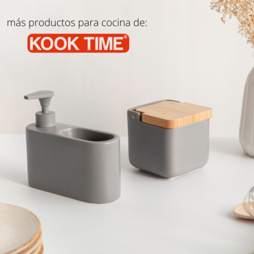 Salero de cocina  con tapa bambú SQUARE - gris mate