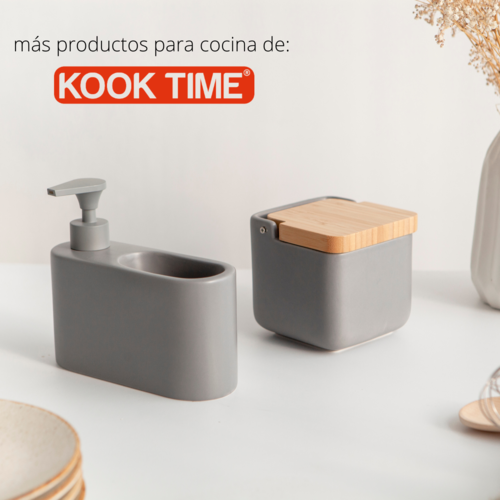 Salero de cocina  con tapa bamb SQUARE - gris mate