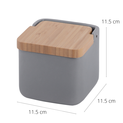 Salero de cocina  con tapa bambú SQUARE - gris mate