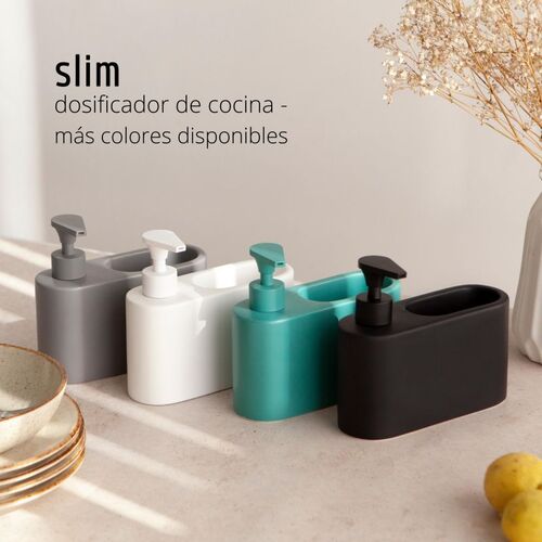 Dosificador de jabón para cocina de cerámica SLIM - sage mate