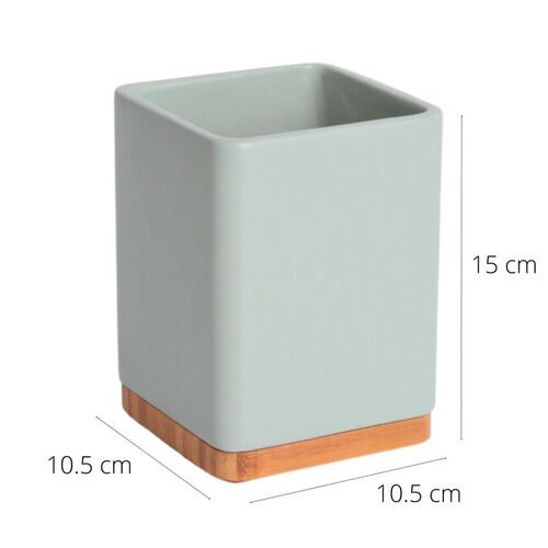 Porta utensilios de cocina con base de bambÃº SQUARE - sage mate