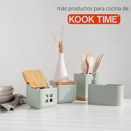 Porta utensilios de cocina con base de bambÃº SQUARE - sage mate