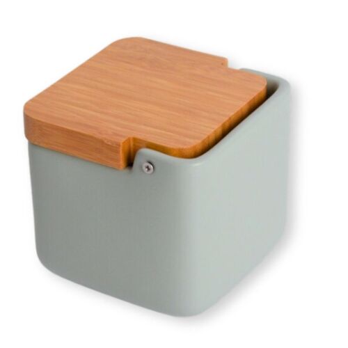 Bote de ajos cocina cerÃ¡mica y bambÃº square - sage mate