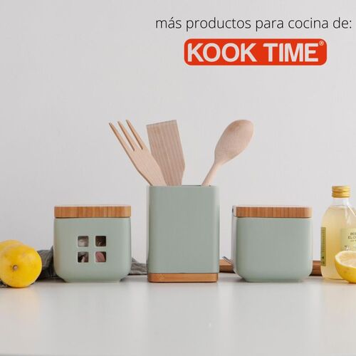 Bote de ajos cocina cerÃ¡mica y bambÃº square - sage mate